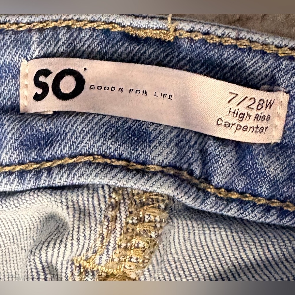 SO Junior Women’s High Rise Carpenter Jeans - Size7/28W - Picture 7 of 8